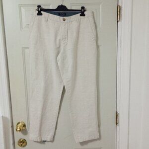 Nautica Pants Mens 34Wx30L Linen Blend Classic Fit Straight Flat Beige